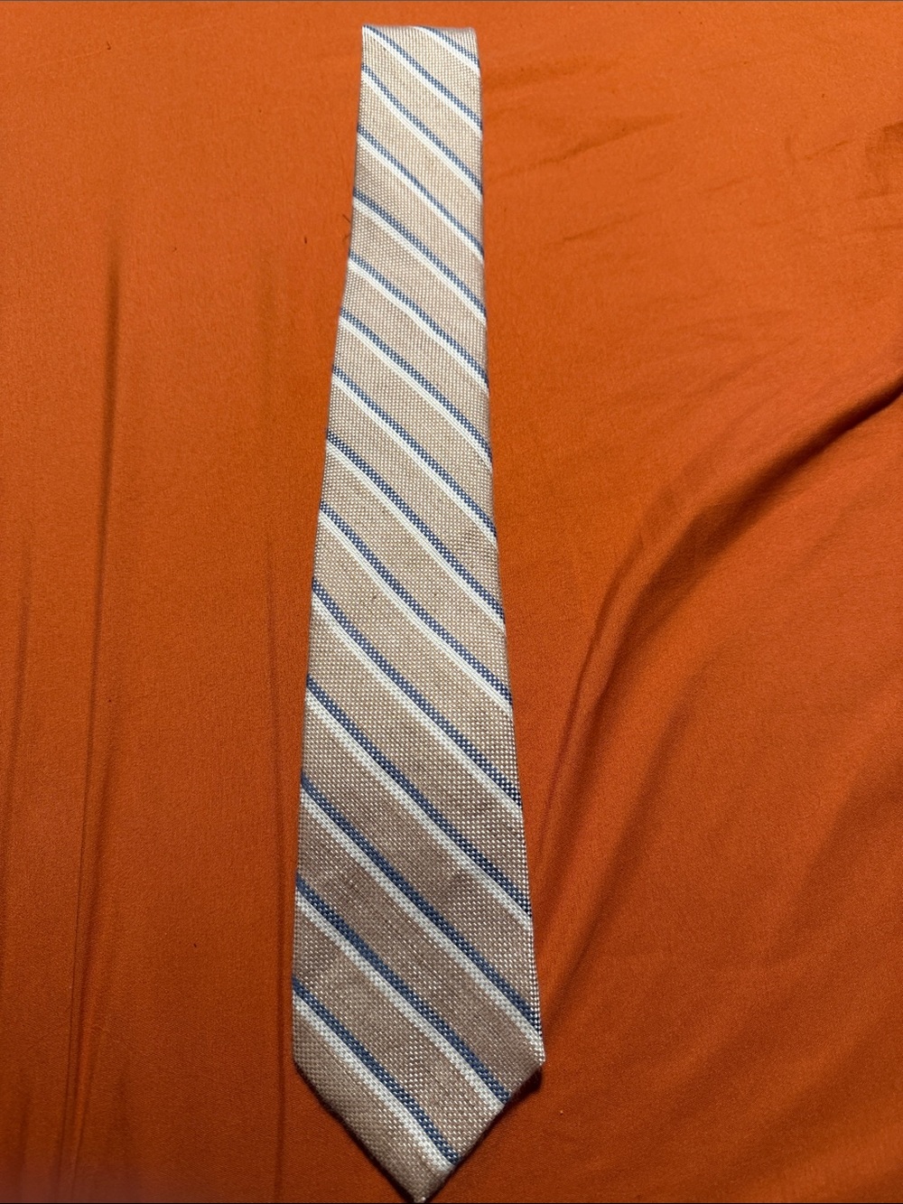 Pronto Uomo Beige and Blue Striped Silk Tie